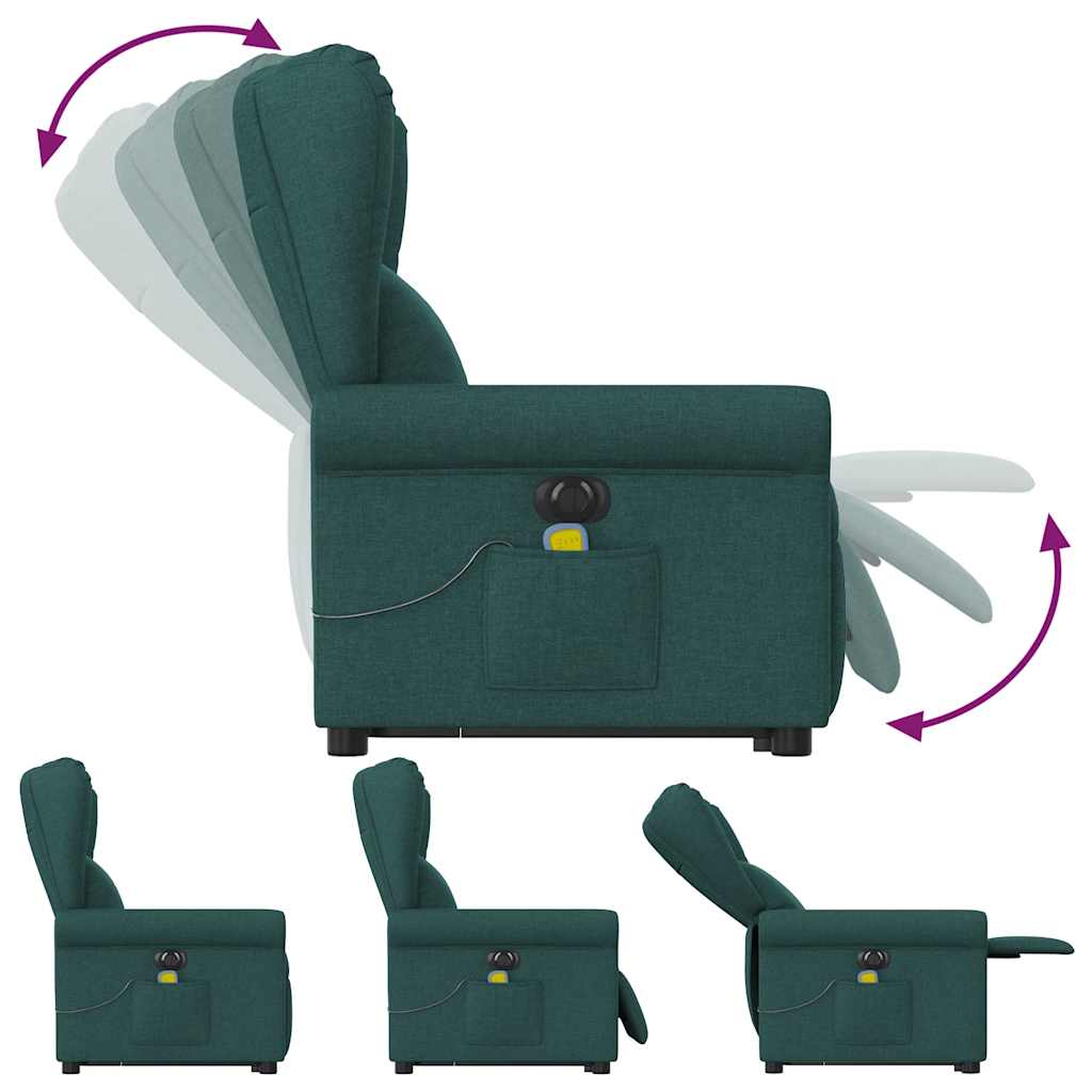 Fauteuil inclinable de massage électrique Vert foncé Tissu - XIOS