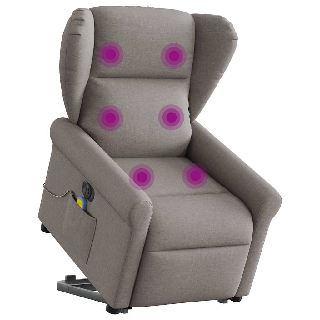 Fauteuil inclinable de massage électrique Taupe Tissu