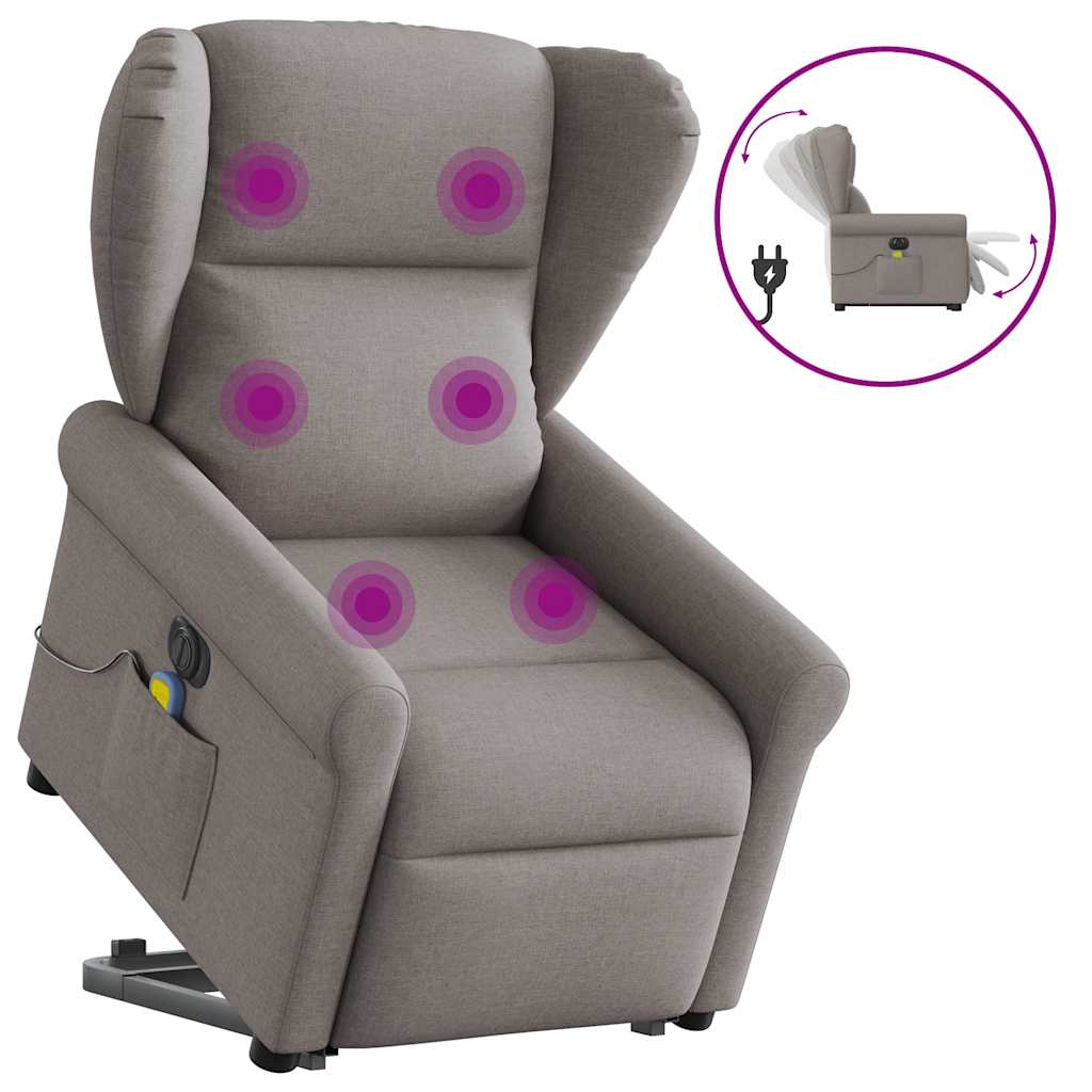 Fauteuil inclinable de massage électrique Taupe Tissu - XIOS
