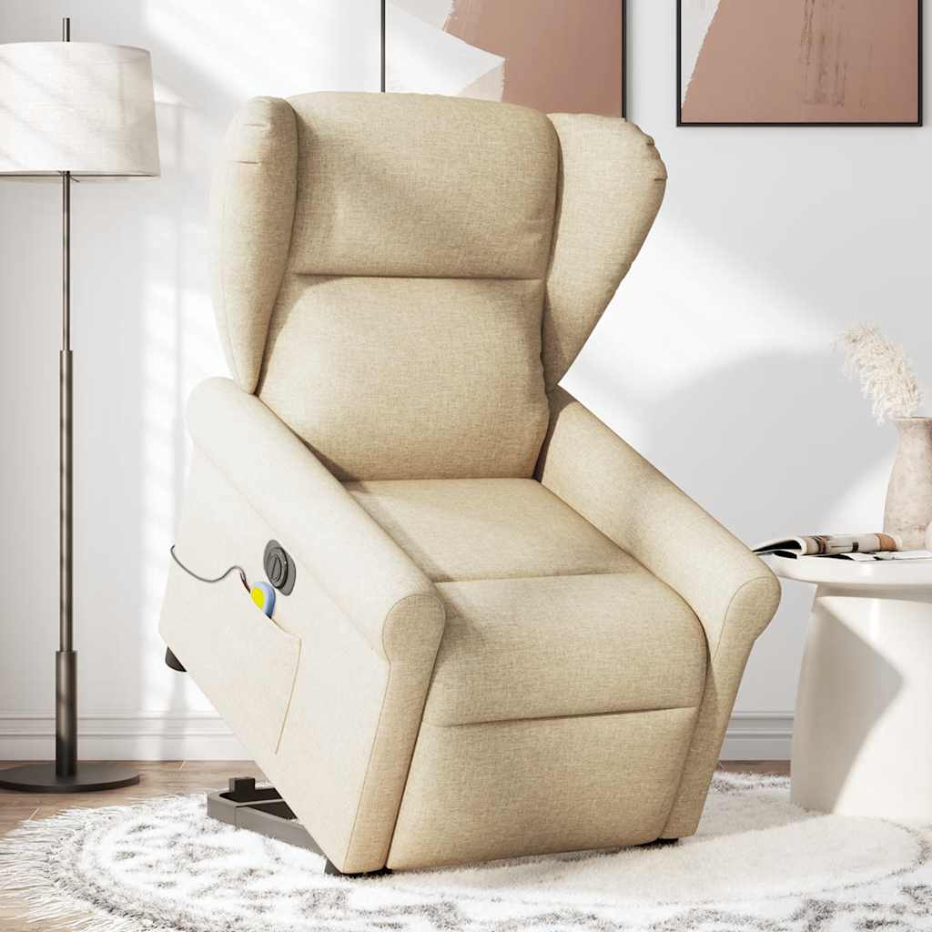 Fauteuil inclinable de massage électrique Crème Tissu - XIOS