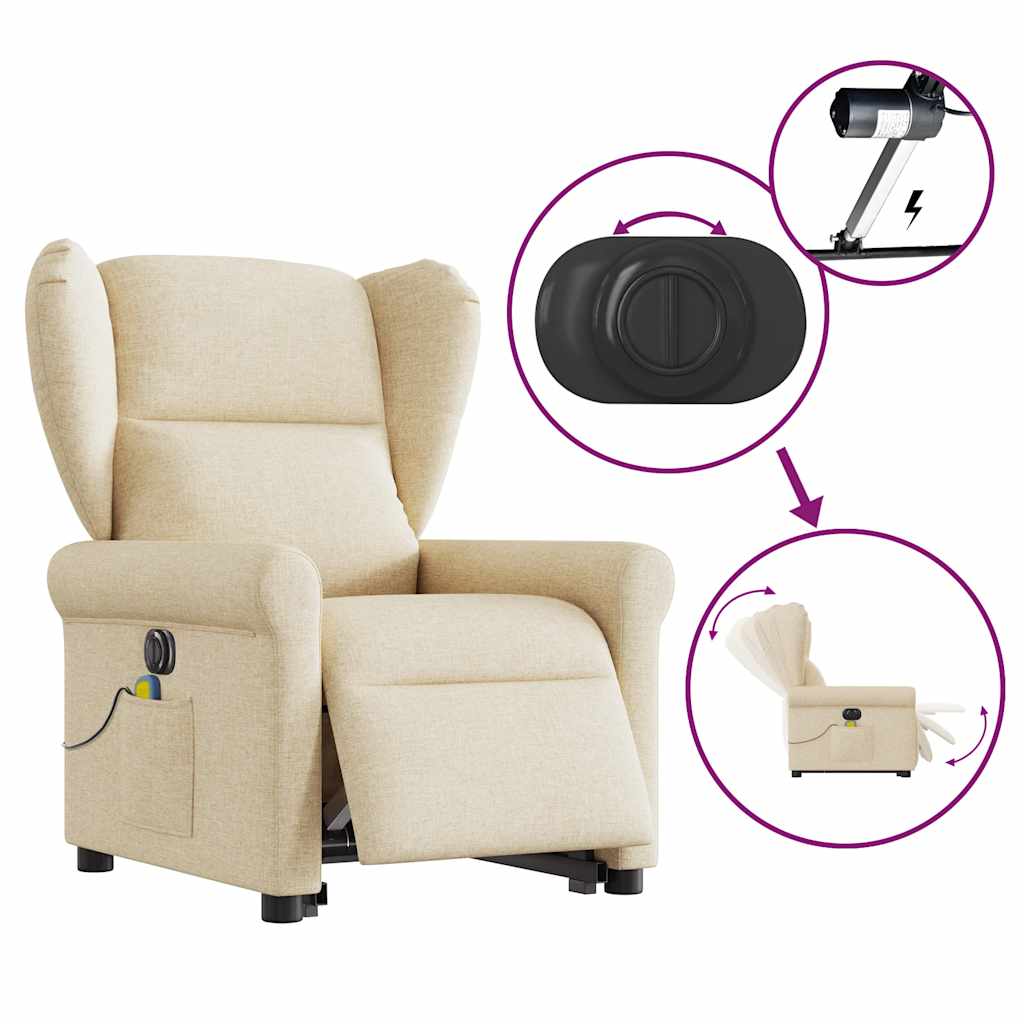 Fauteuil inclinable de massage électrique Crème Tissu - XIOS