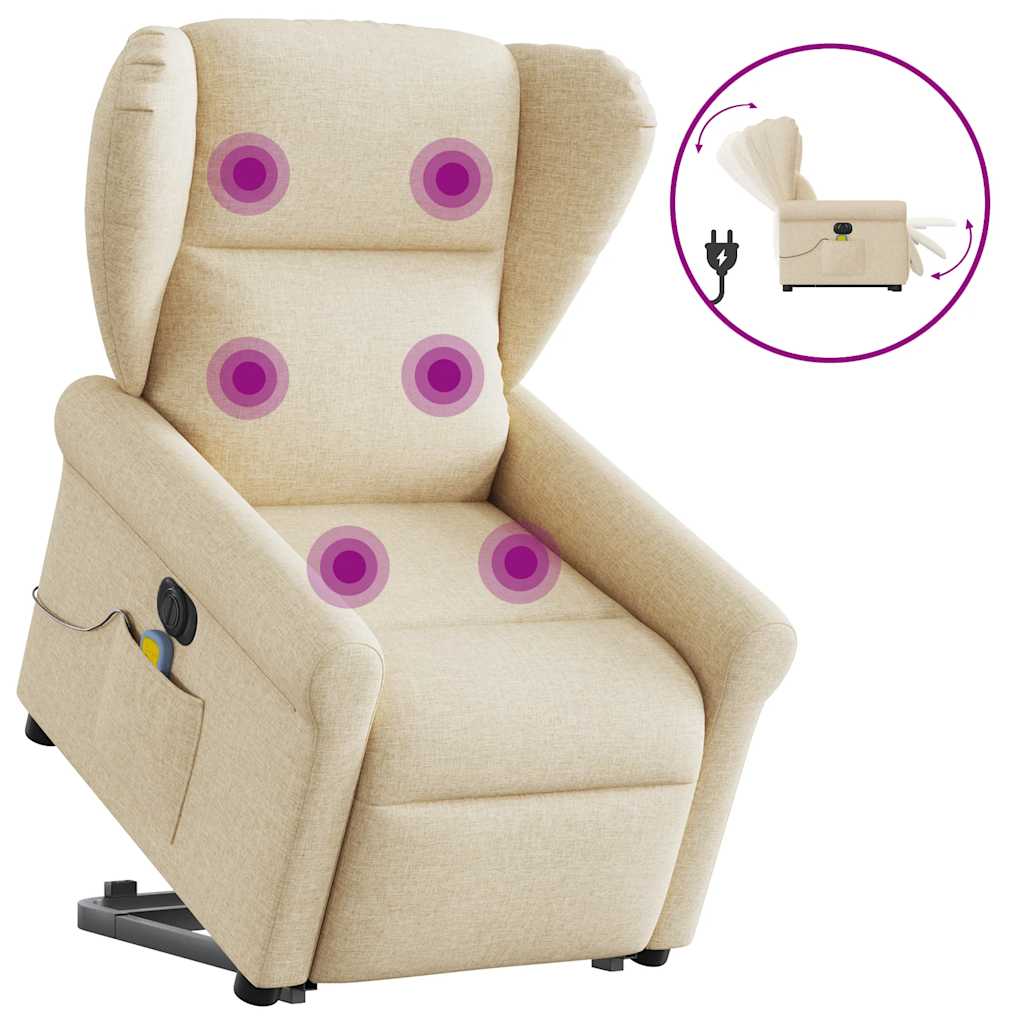 Fauteuil inclinable de massage électrique Crème Tissu - XIOS