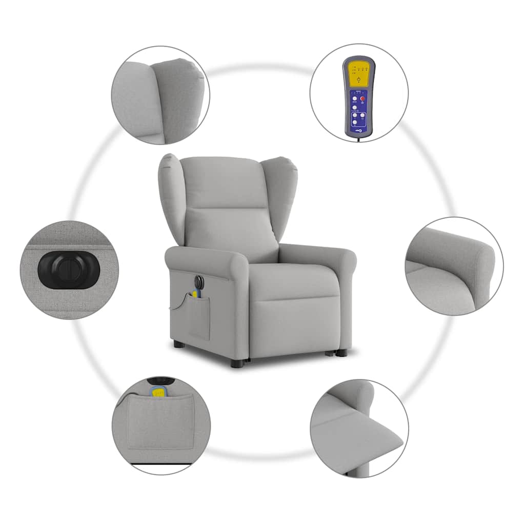 Fauteuil inclinable de massage électrique gris nuage tissu