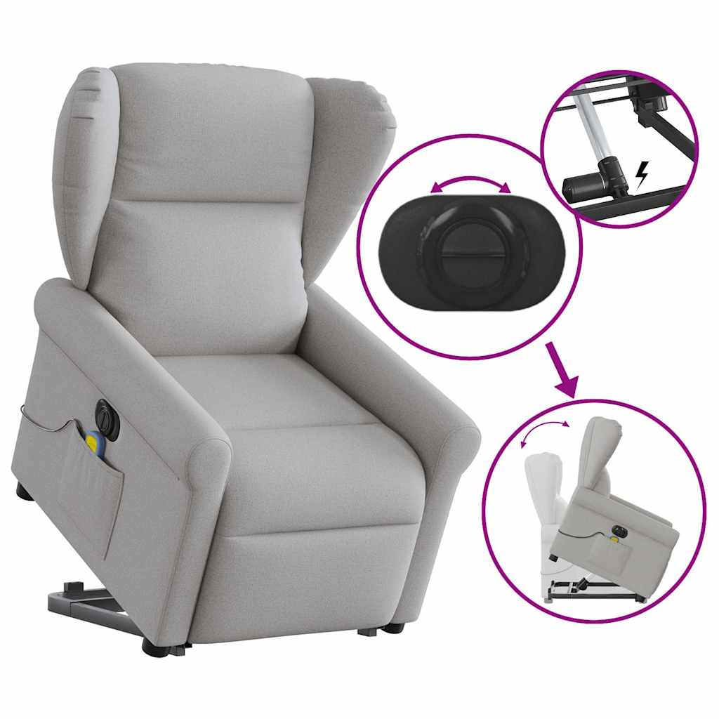 Fauteuil inclinable de massage électrique gris nuage tissu - XIOS