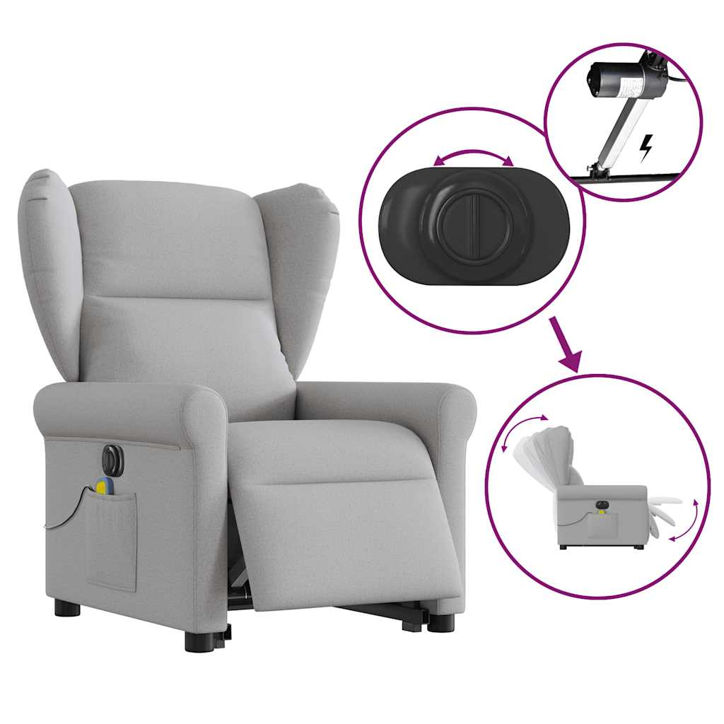 Fauteuil inclinable de massage électrique gris nuage tissu - XIOS