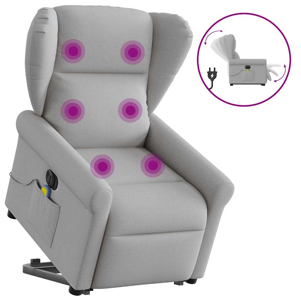 Fauteuil inclinable de massage électrique gris nuage tissu - XIOS