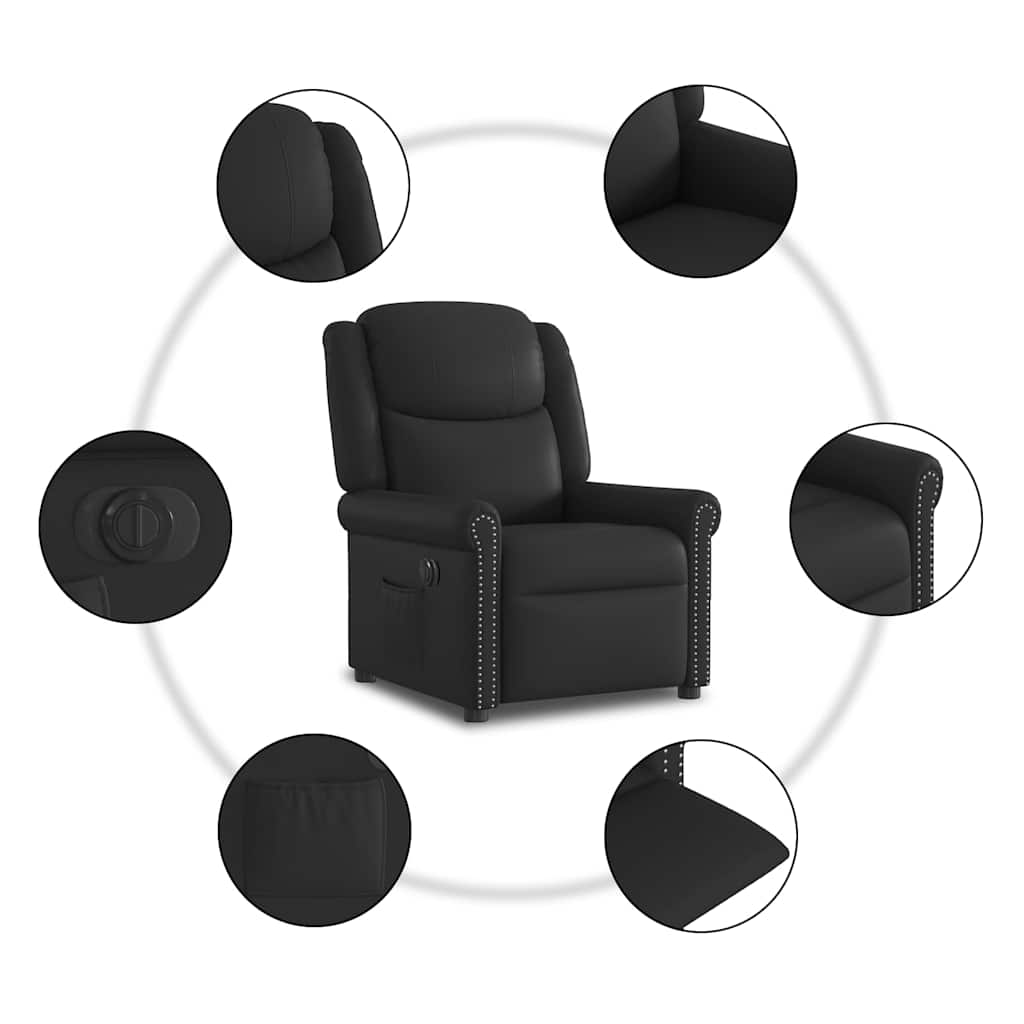 Fauteuil inclinable électrique Noir brillant Similicuir