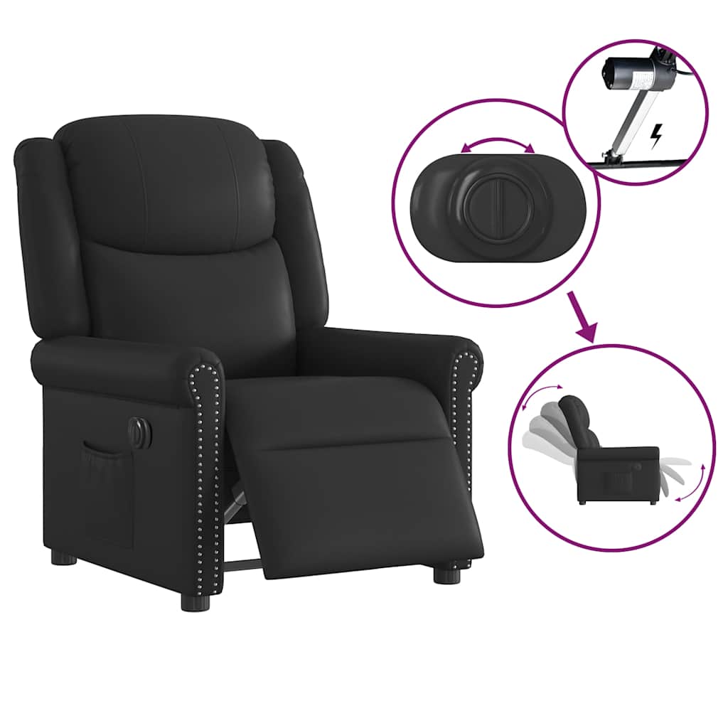 Fauteuil inclinable électrique Noir brillant Similicuir - XIOS