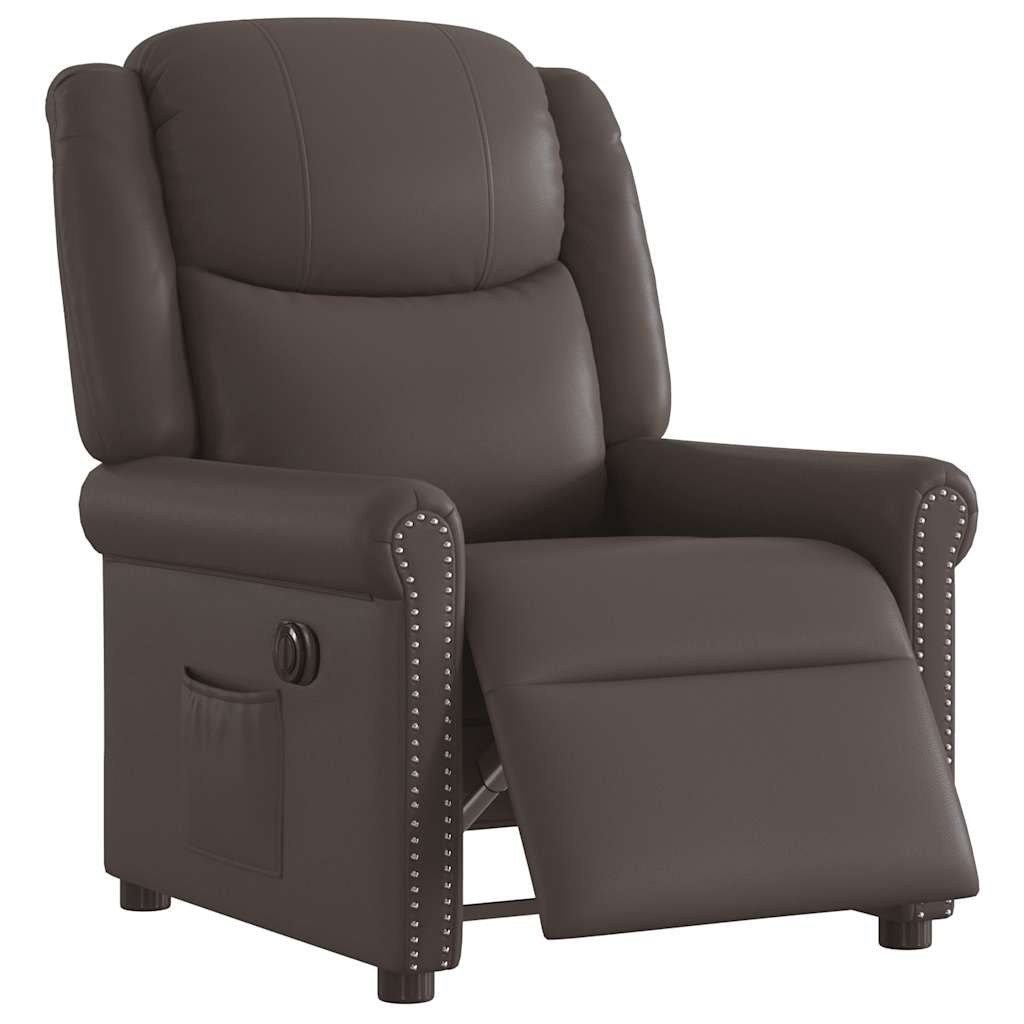 Fauteuil inclinable électrique Marron brillant Similicuir