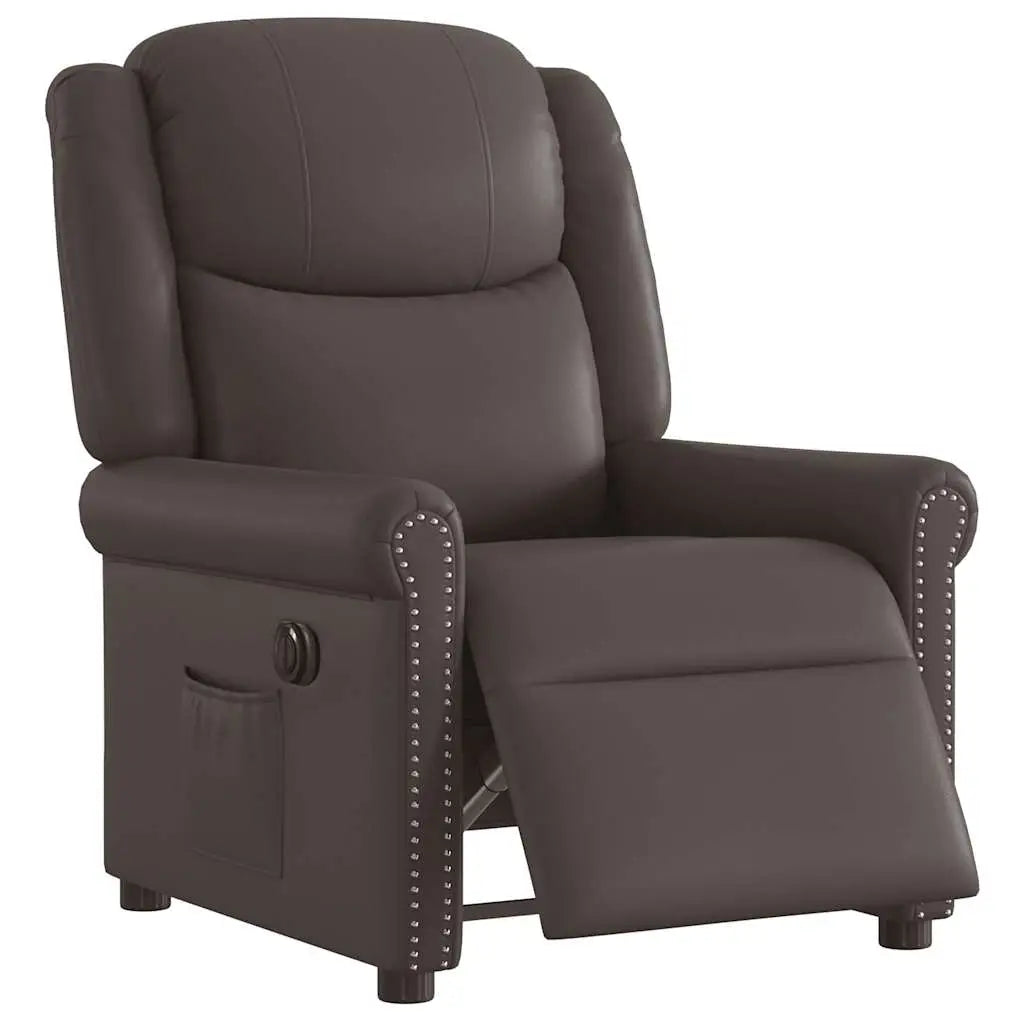 Fauteuil inclinable électrique Marron brillant Similicuir - XIOS