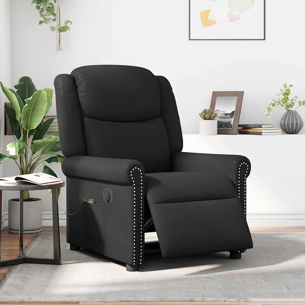 Fauteuil massage inclinable électrique noir brillant similicuir - XIOS