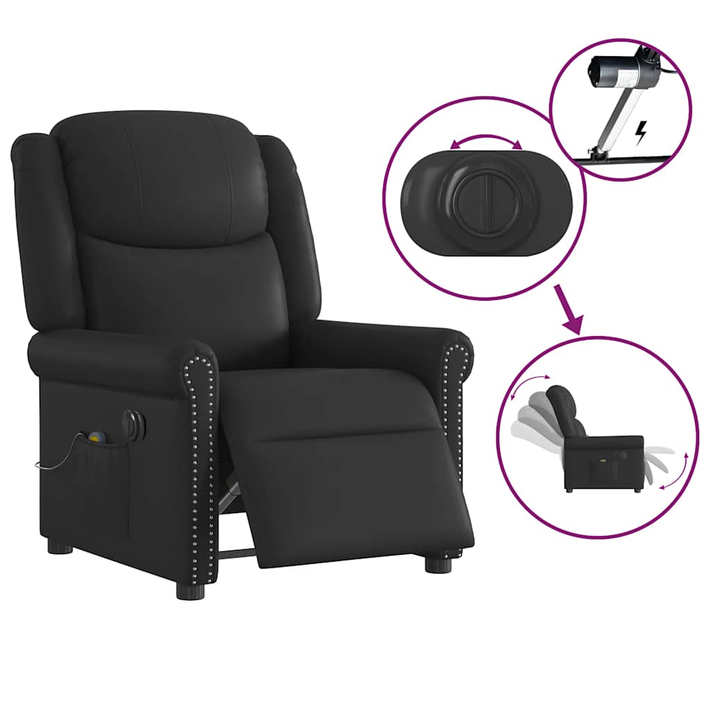 Fauteuil massage inclinable électrique noir brillant similicuir - XIOS