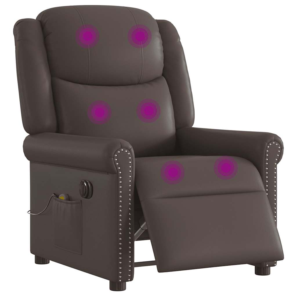 Fauteuil de massage inclinable électrique marron brillant - XIOS