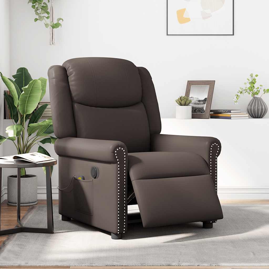 Fauteuil de massage inclinable électrique marron brillant - XIOS
