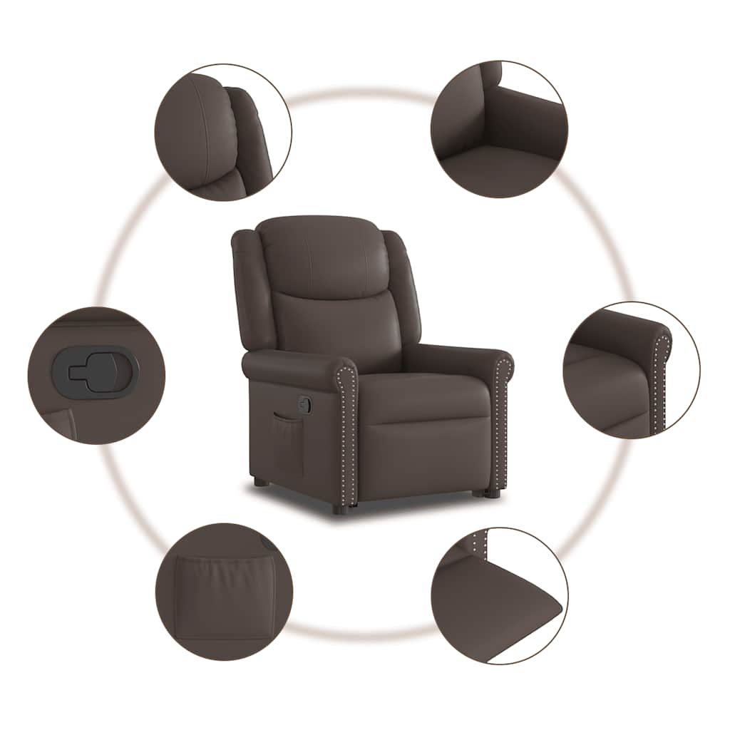 Fauteuil inclinable marron brillant similicuir