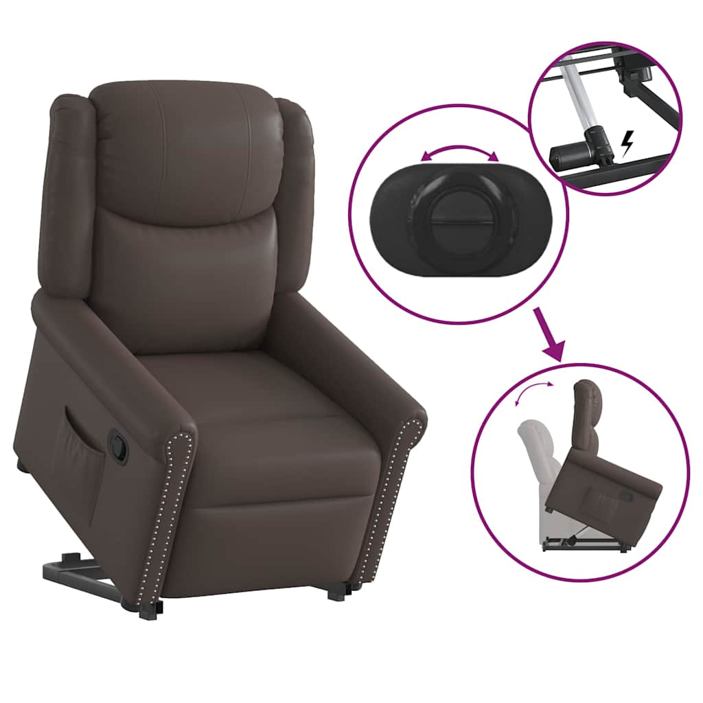 Fauteuil inclinable marron brillant similicuir - XIOS