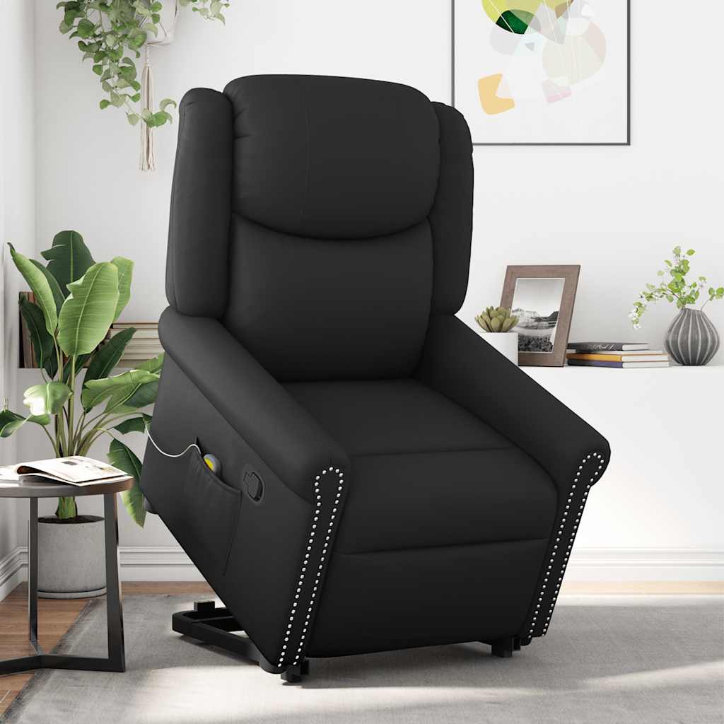 Fauteuil de massage inclinable noir brillant similicuir