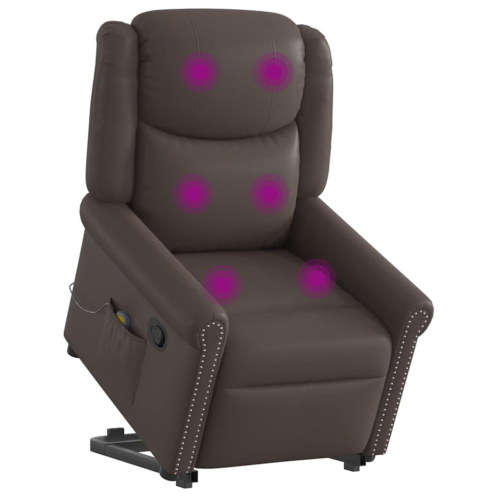 Fauteuil de massage inclinable marron brillant similicuir - XIOS
