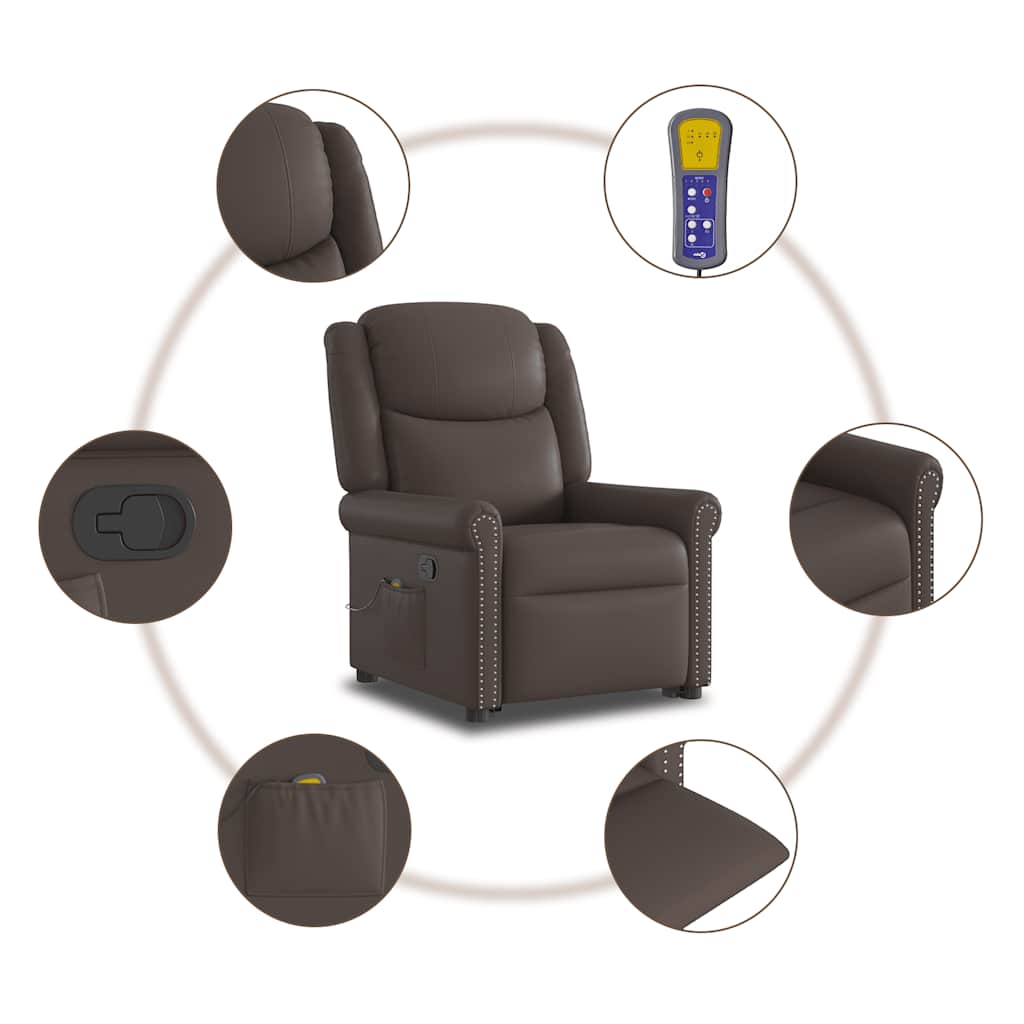 Fauteuil de massage inclinable marron brillant similicuir