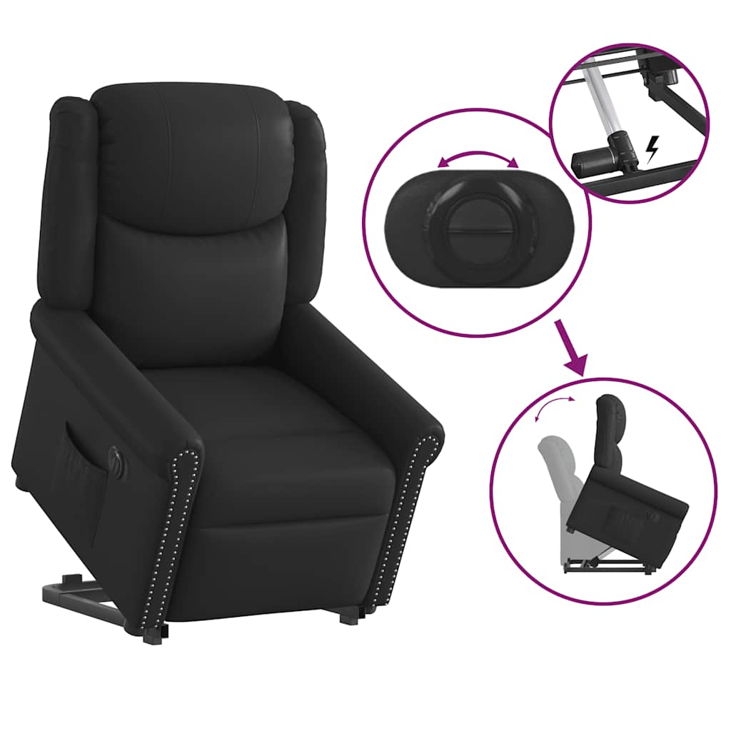 Fauteuil inclinable électrique noir brillant similicuir - XIOS
