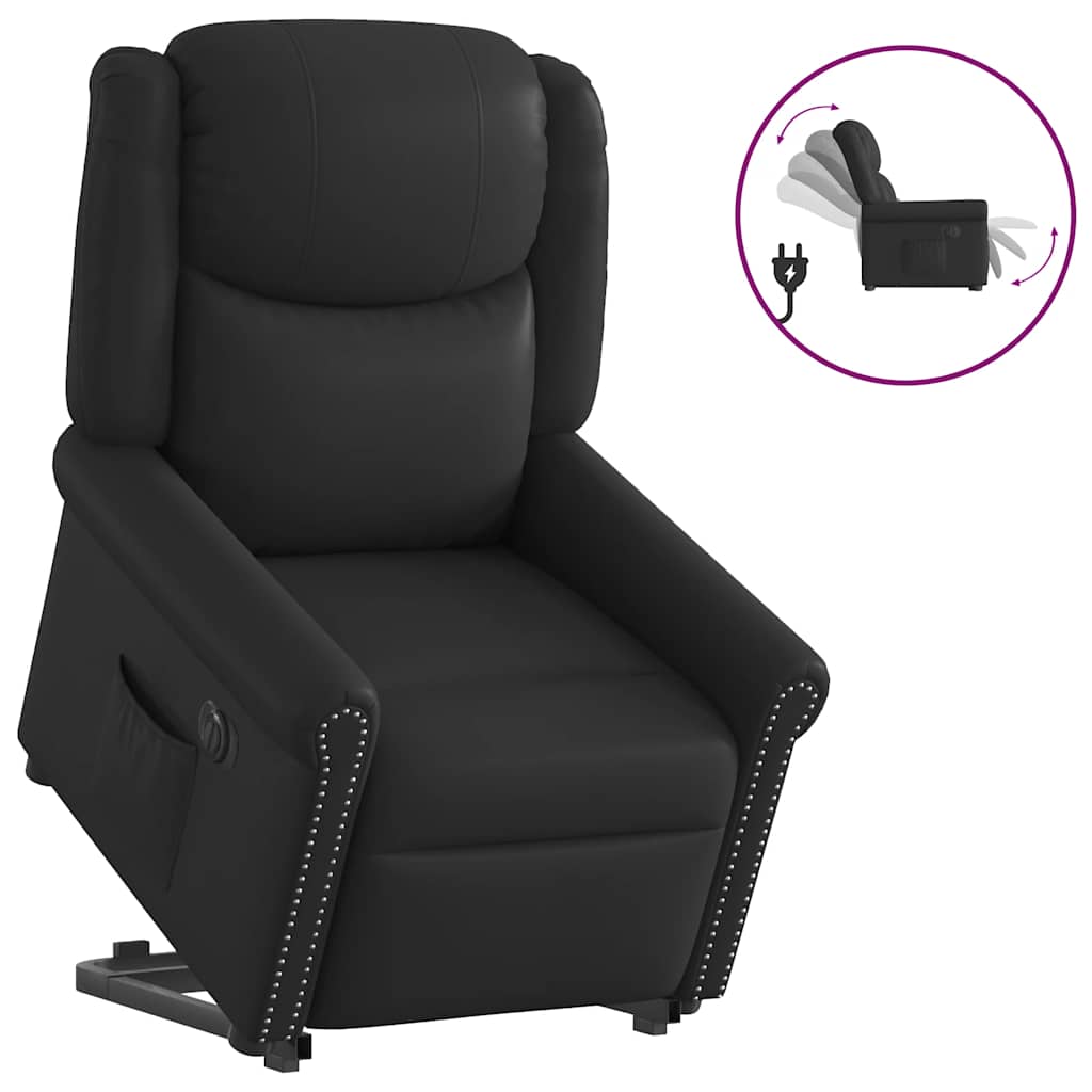 Fauteuil inclinable électrique noir brillant similicuir - XIOS