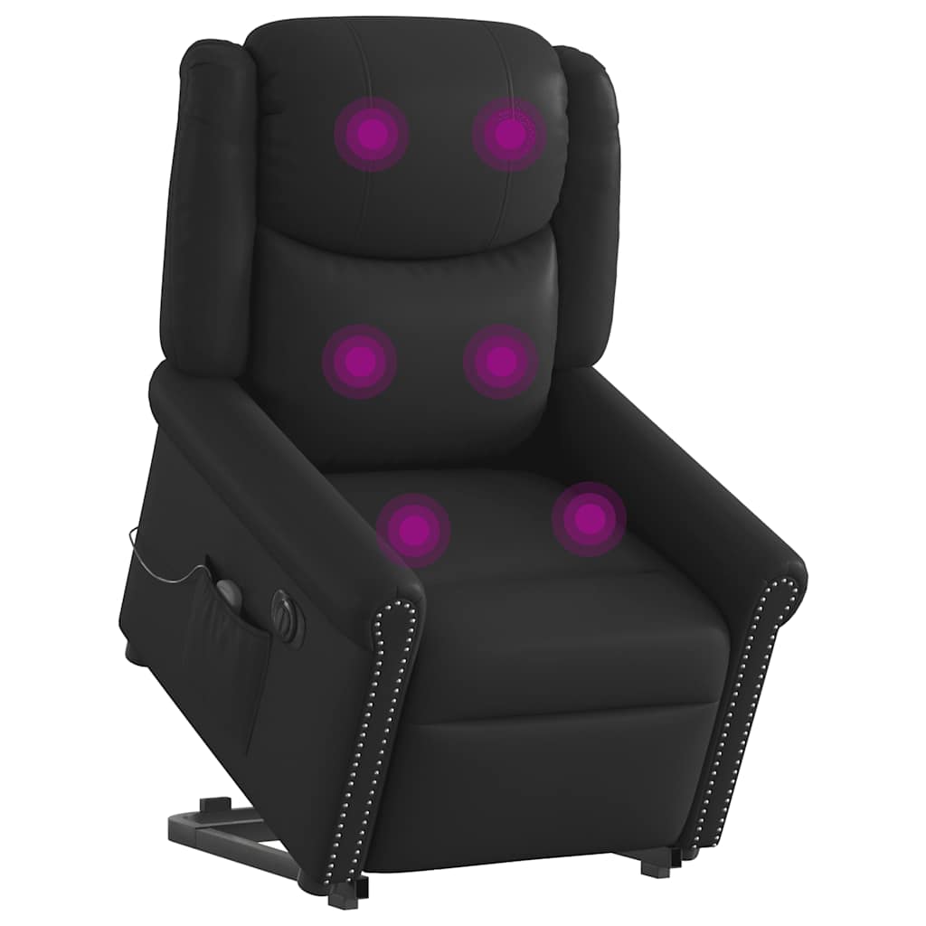 Fauteuil inclinable massage électrique noir brillant similicuir