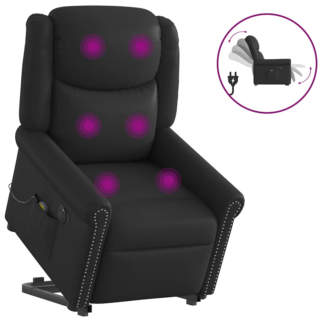 Fauteuil inclinable massage électrique noir brillant similicuir - XIOS