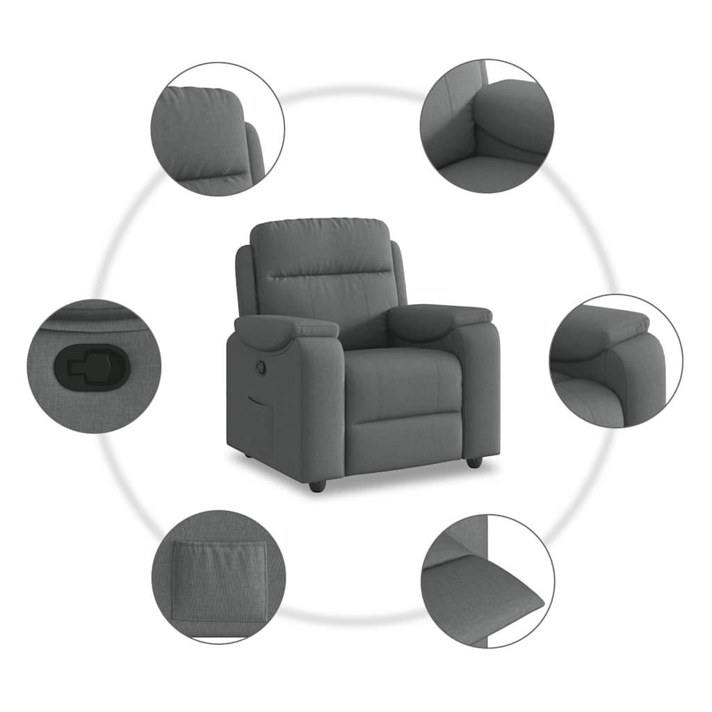 Fauteuil inclinable Gris foncé Tissu - XIOS