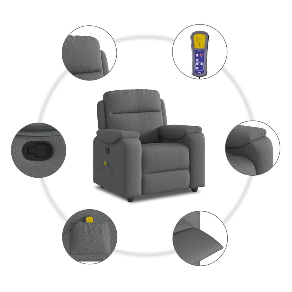 Fauteuil de massage inclinable Gris foncé Tissu - XIOS