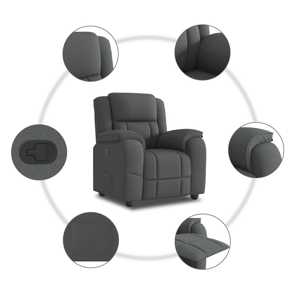 Fauteuil inclinable Gris foncé Tissu - XIOS