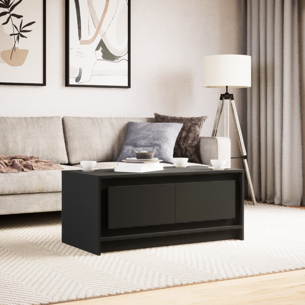 Table basse avec lumières LED noir bois d'ingénierie - XIOS