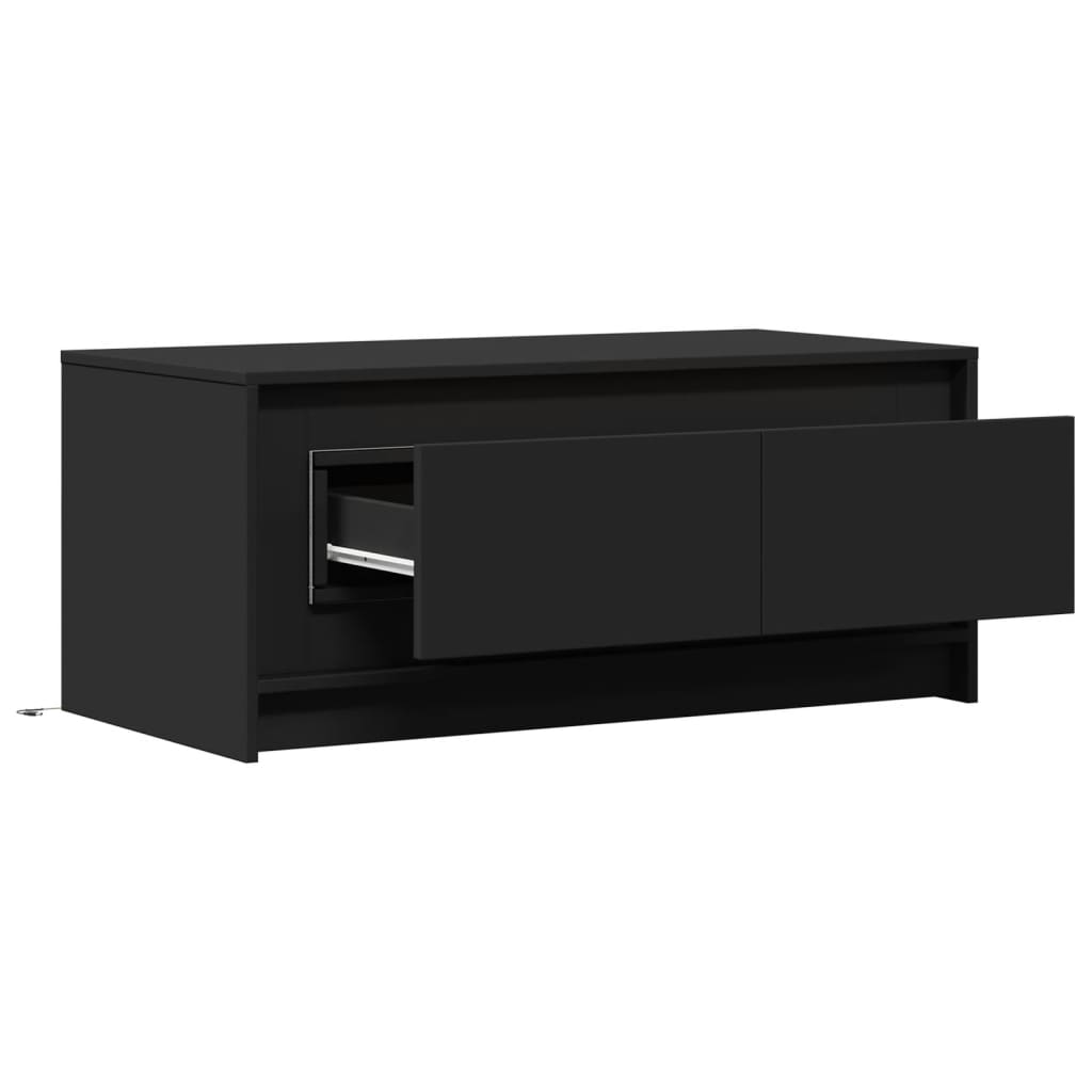 Table basse avec lumières LED noir bois d'ingénierie - XIOS