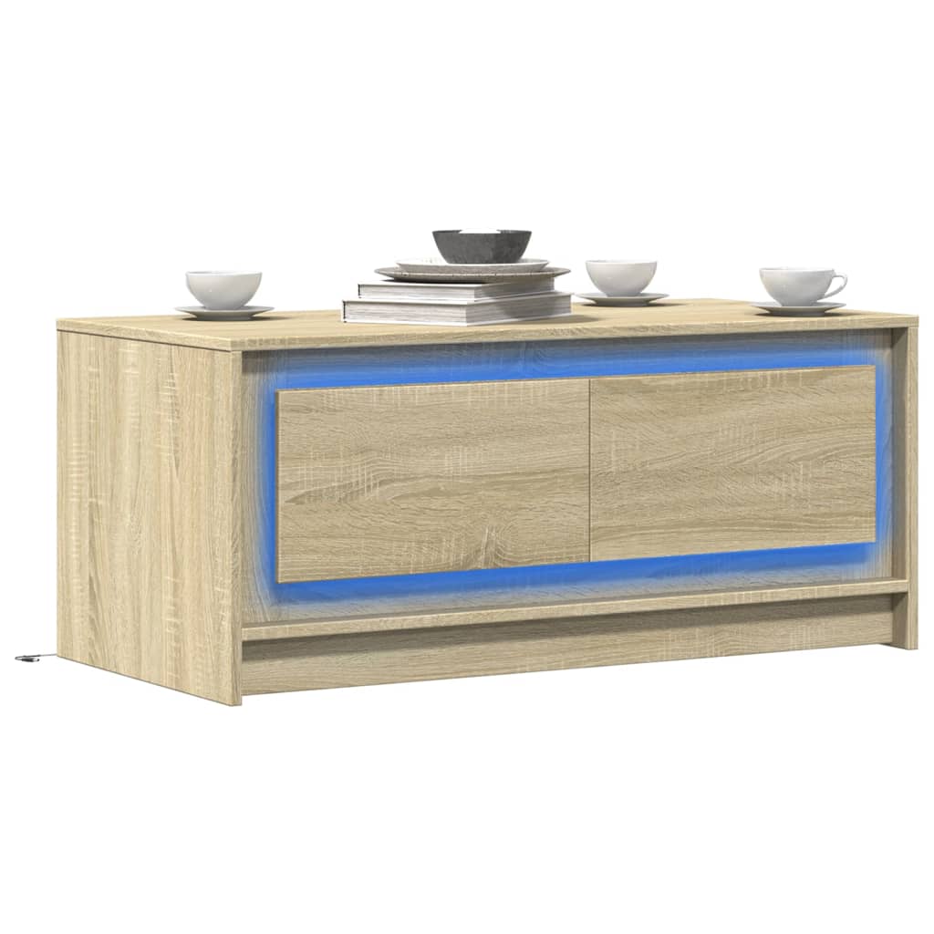 Table basse avec lumières LED chêne sonoma bois d'ingénierie - XIOS