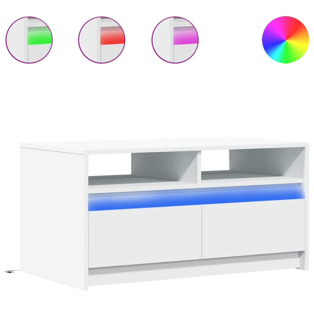 Table basse avec lumières LED blanc bois d'ingénierie - XIOS