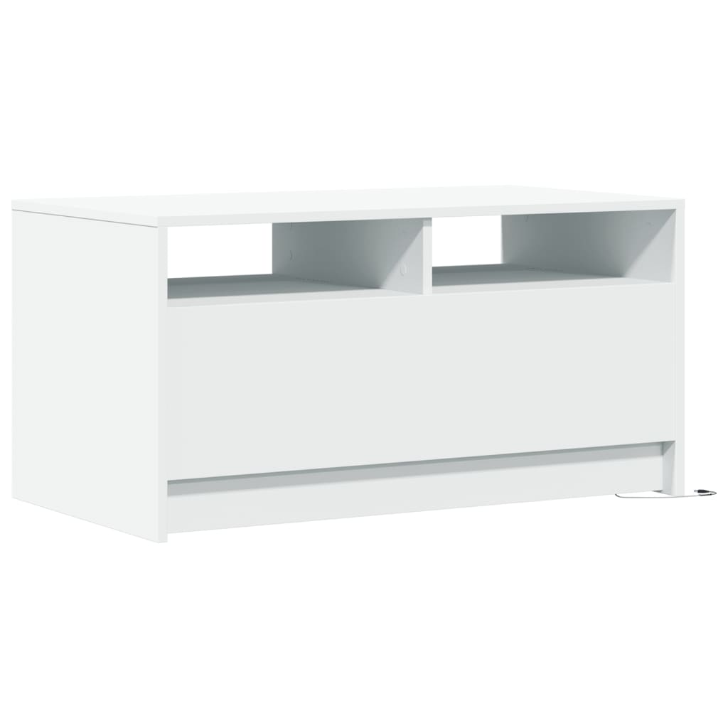 Table basse avec lumières LED blanc bois d'ingénierie - XIOS