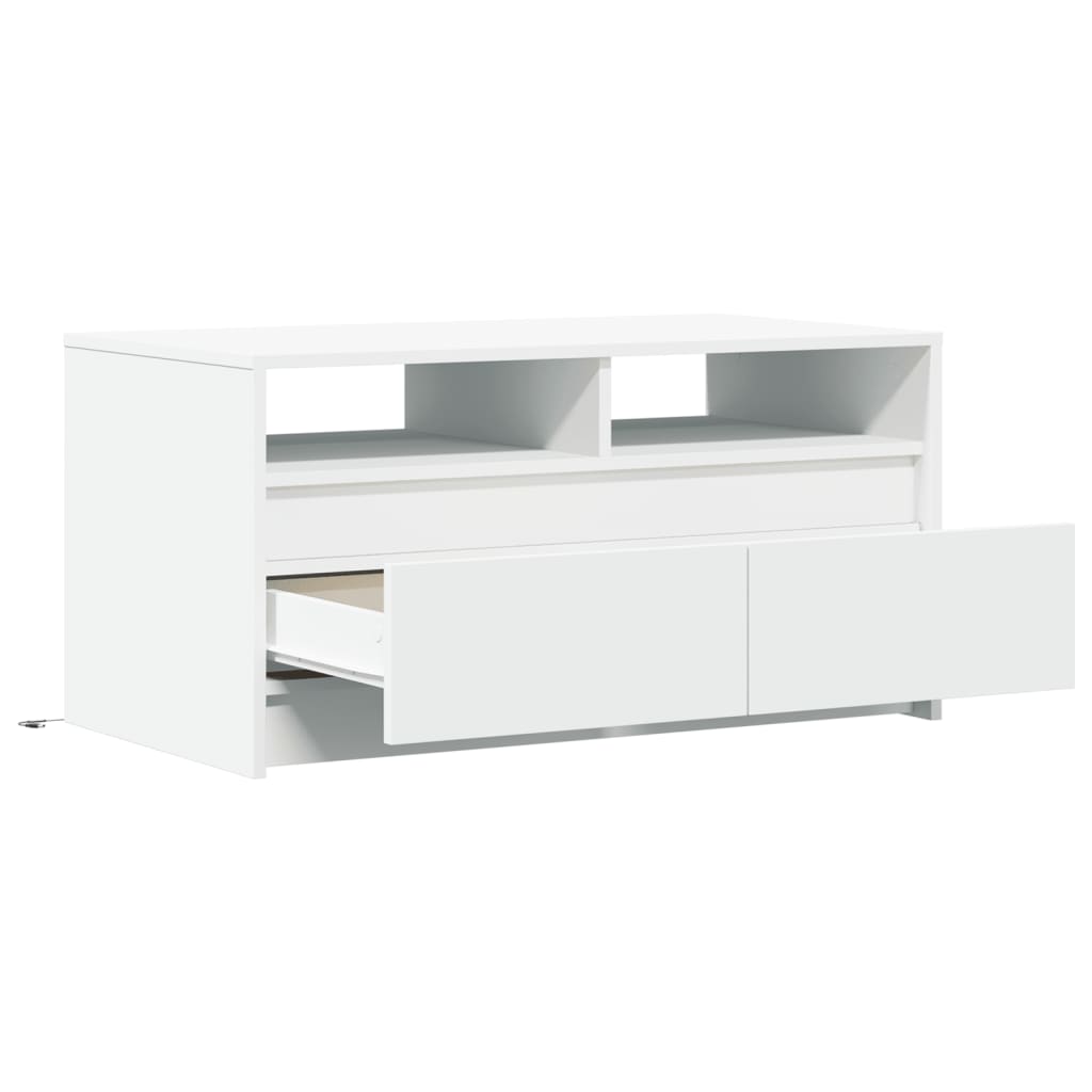 Table basse avec lumières LED blanc bois d'ingénierie - XIOS