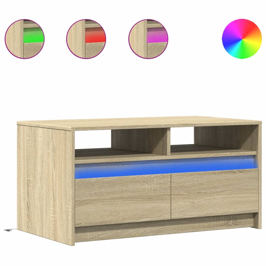 Table basse avec lumières LED chêne sonoma bois d'ingénierie - XIOS