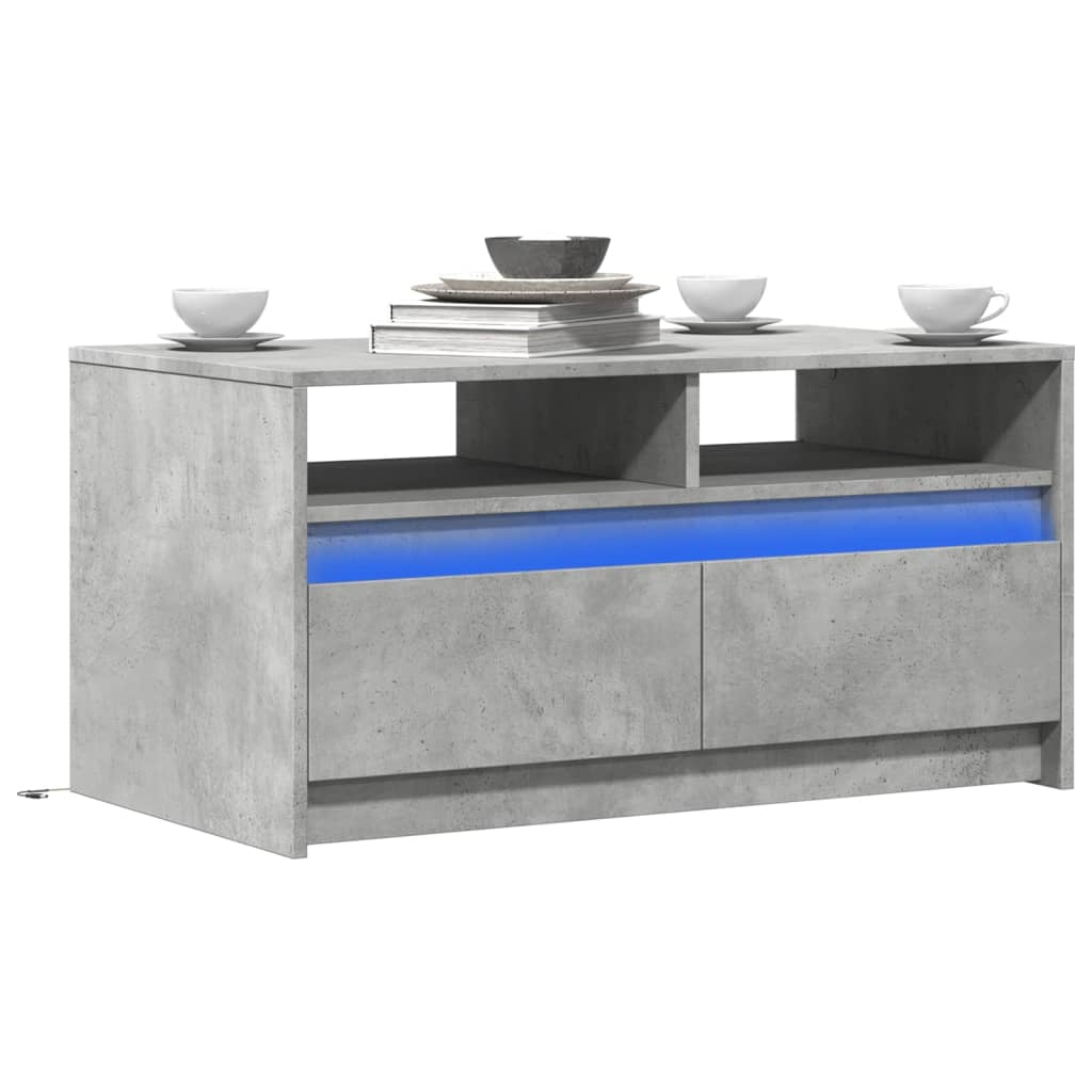 Table basse avec lumières LED gris béton bois d'ingénierie - XIOS