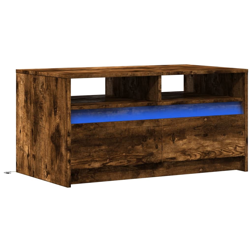 Table basse avec lumières LED chêne fumé ois d'ingénierie - XIOS
