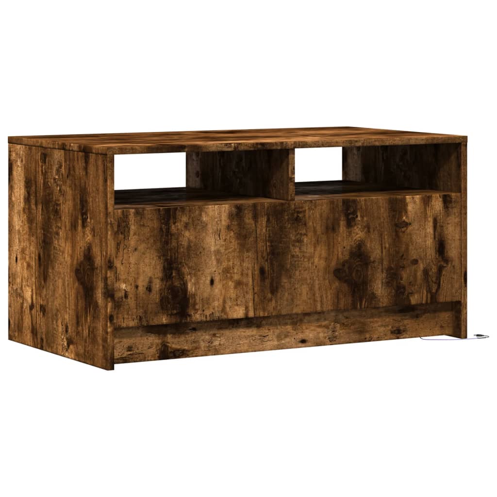 Table basse avec lumières LED chêne fumé ois d'ingénierie - XIOS