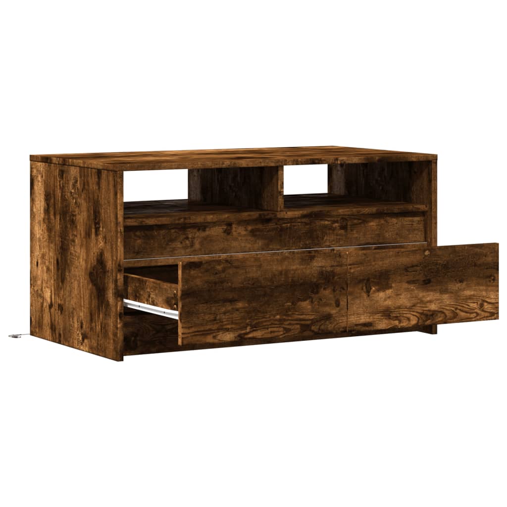 Table basse avec lumières LED chêne fumé ois d'ingénierie - XIOS