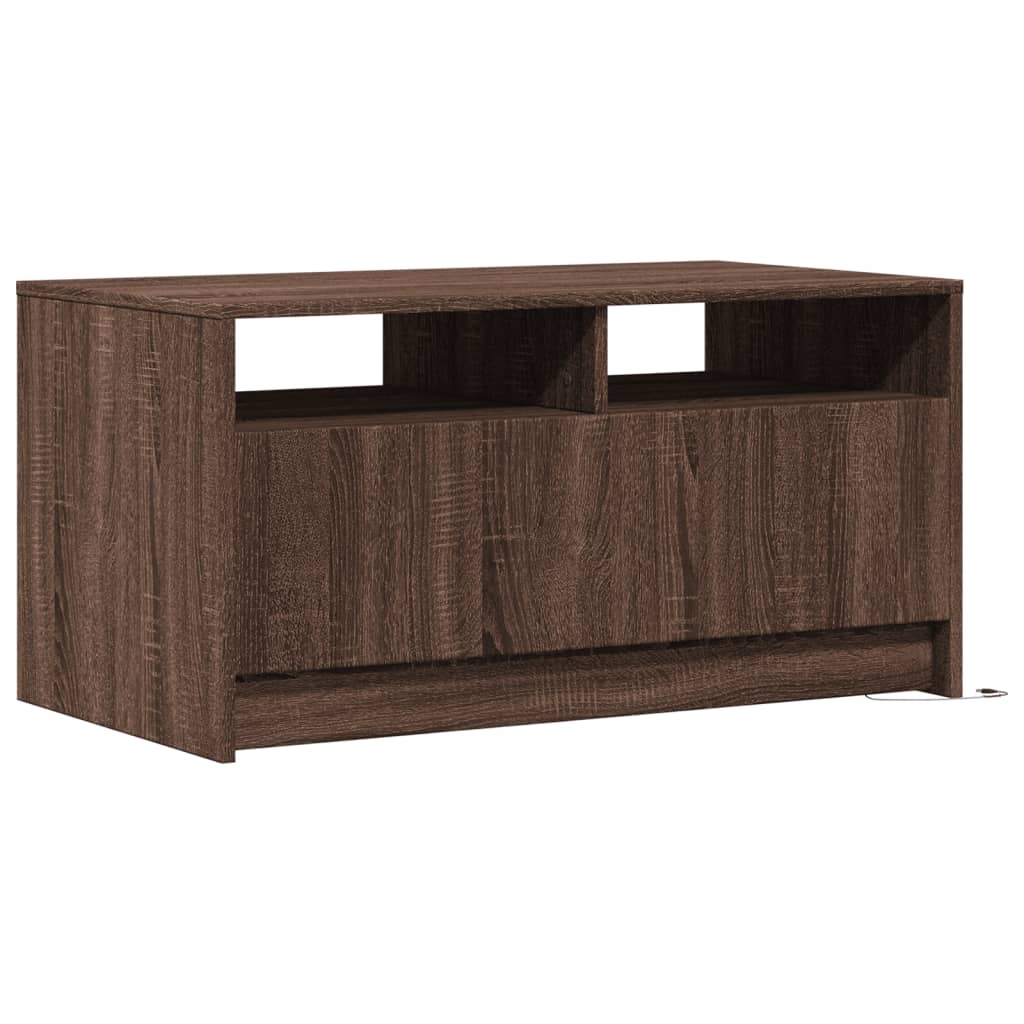 Table basse avec lumières LED chêne marron bois d'ingénierie - XIOS