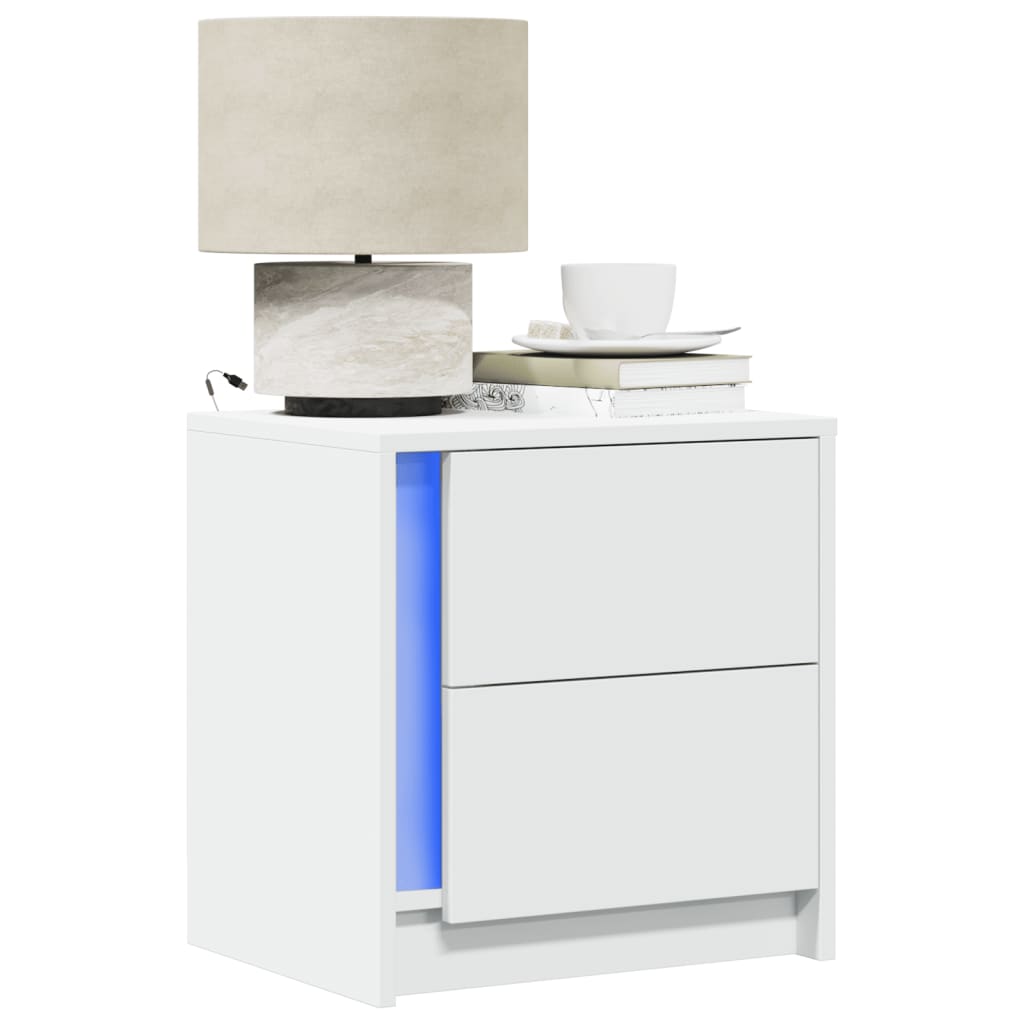Armoire de chevet avec lumières LED blanc bois d'ingénierie - XIOS