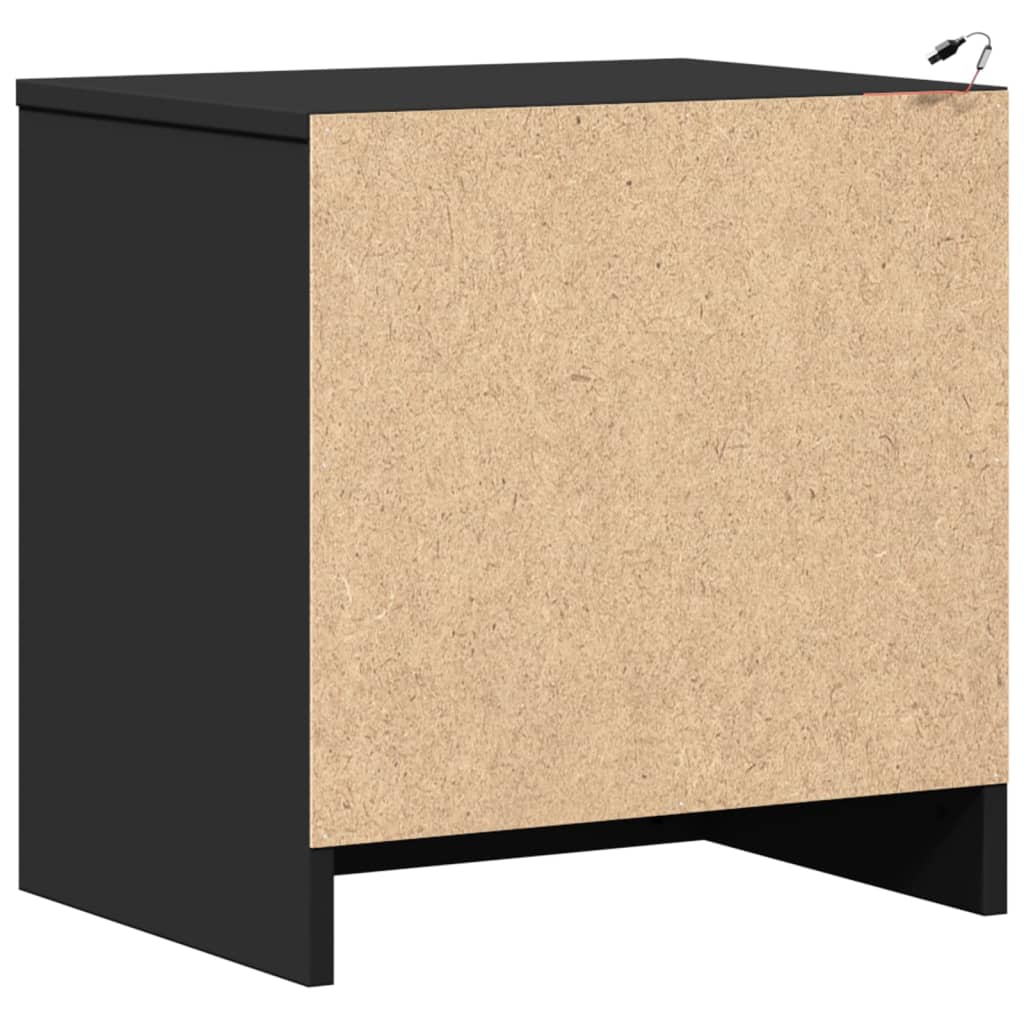 Armoires de chevet et lumières LED 2 pcs noir bois d'ingénierie - XIOS