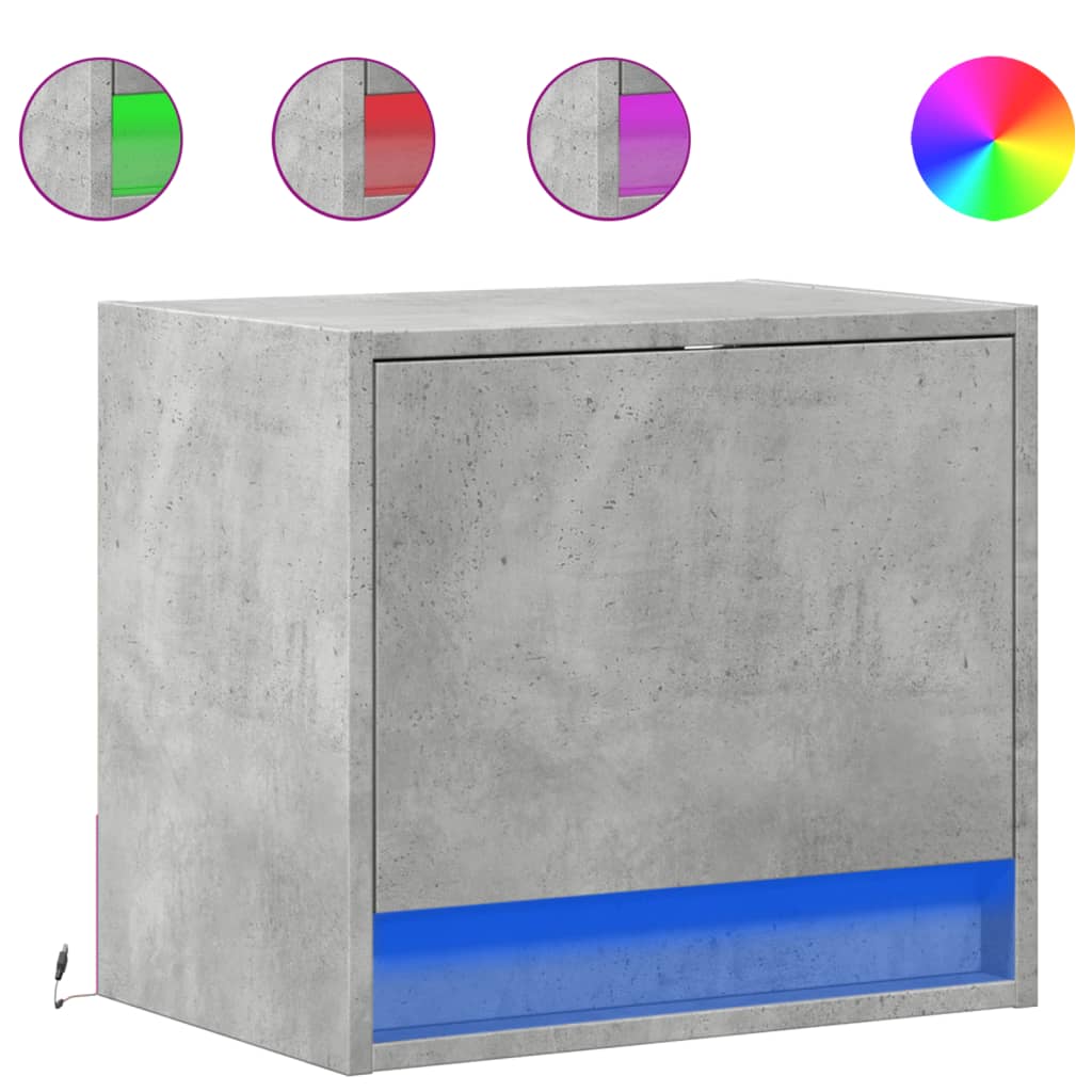 Tables de chevet murales avec lumières LED 2 pcs gris béton - XIOS