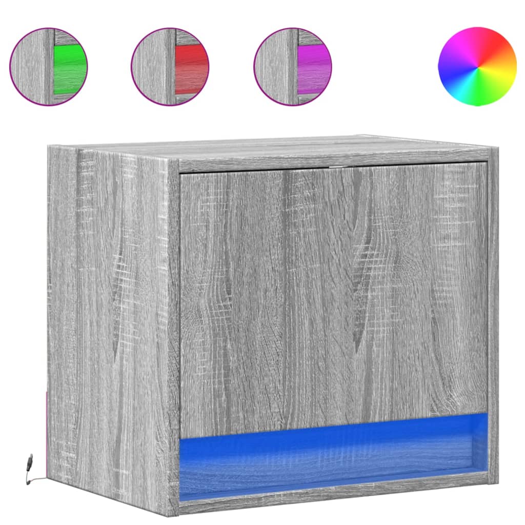 Tables de chevet murales avec lumières LED 2 pcs sonoma gris - XIOS