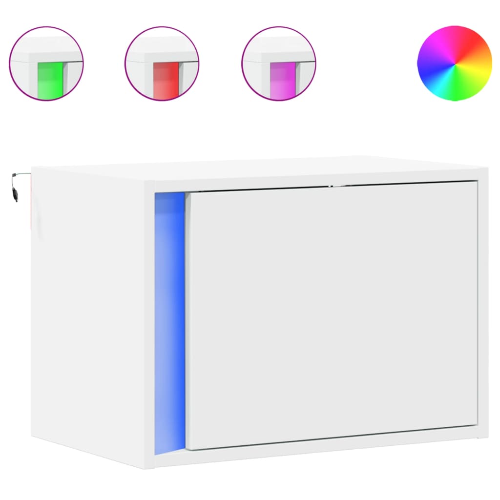 Tables de chevet murales avec lumières LED 2 pcs blanc - XIOS