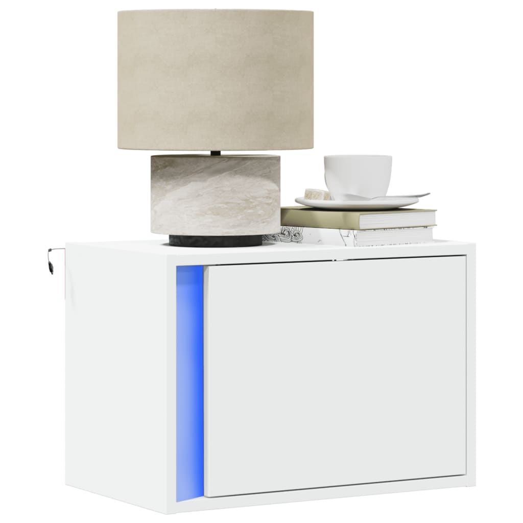 Tables de chevet murales avec lumières LED 2 pcs blanc - XIOS