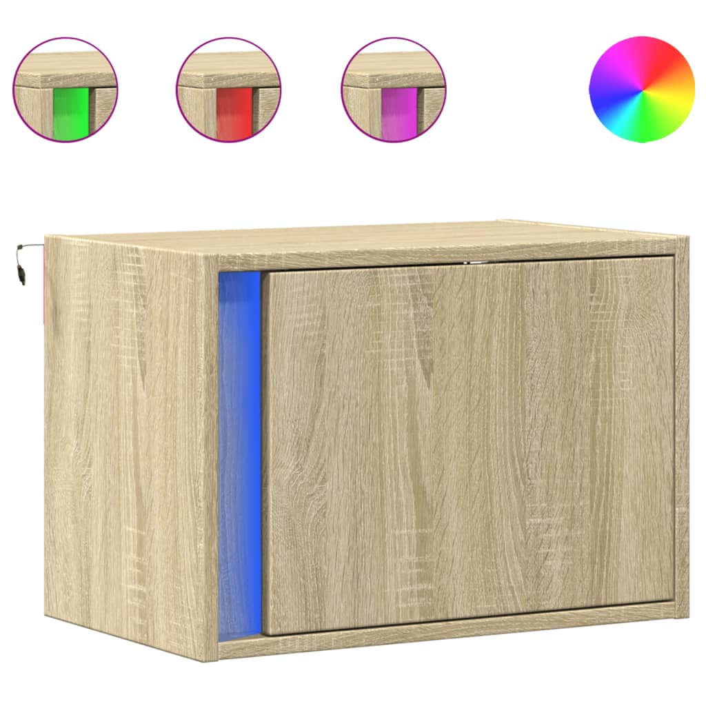 Tables de chevet murales avec lumières LED 2 pcs chêne sonoma - XIOS