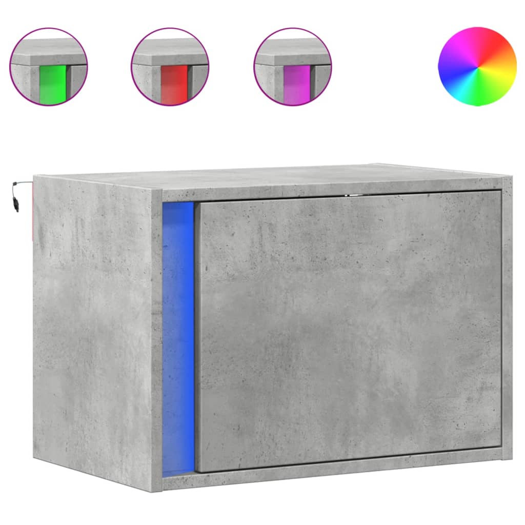 Tables de chevet murales avec lumières LED 2 pcs gris béton - XIOS